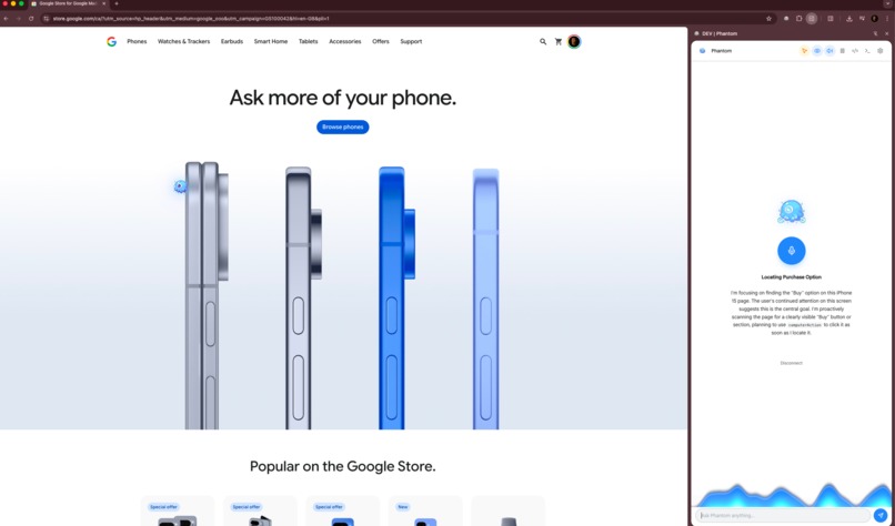 Phantom — A living agent inside your browser – screenshot 5