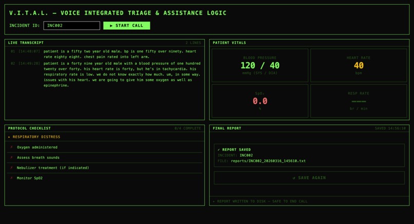 V.I.T.A.L. — Voice Integrated Triage & Assistance Logic – screenshot 2