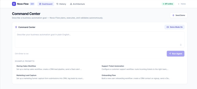 NovaFlow — Autonomous SaaS Setup Agent – screenshot 1