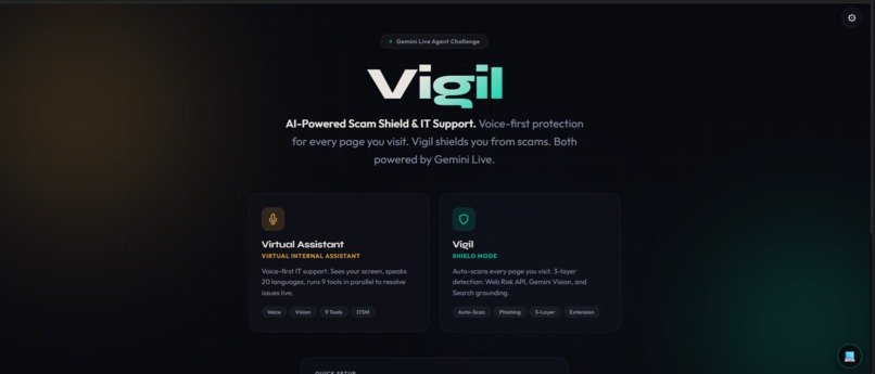 Vigil : Real-Time Scam Shield + Voice-First IT Support – screenshot 1