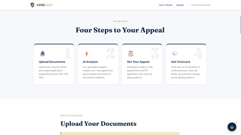 CivicLens — AI Legal Analysis for Government Rejections – screenshot 3