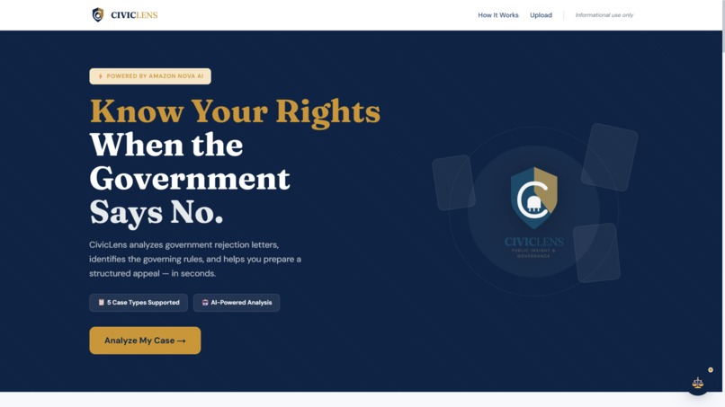 CivicLens — AI Legal Analysis for Government Rejections – screenshot 4