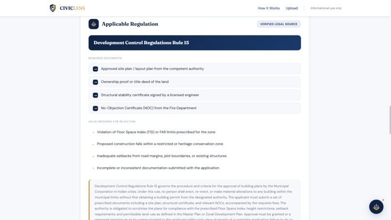 CivicLens — AI Legal Analysis for Government Rejections – screenshot 6