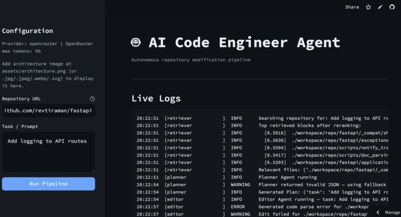 RepoAgent: Autonomous AI Code Engineer – screenshot 1