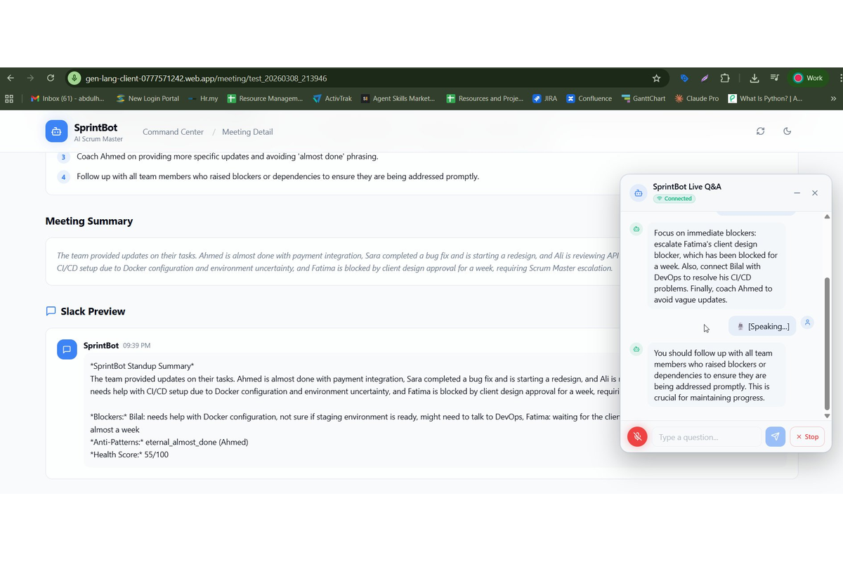 SprintBot — AI Scrum Meeting Copilot | Devpost