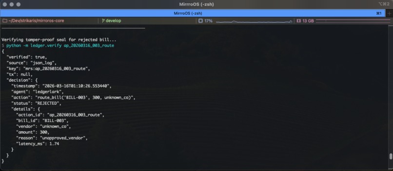MirrorOS Core: Formally Verified Governance for AI Agents – screenshot 1
