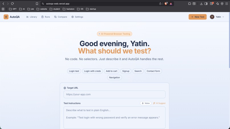 AutoQA - AI Browser Testing Agent – screenshot 1