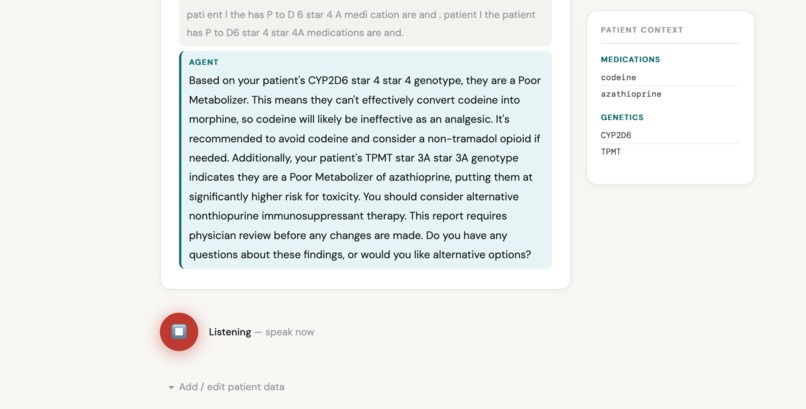 PGx·Guardian - Pharmacogenomics Voice Agent – screenshot 3