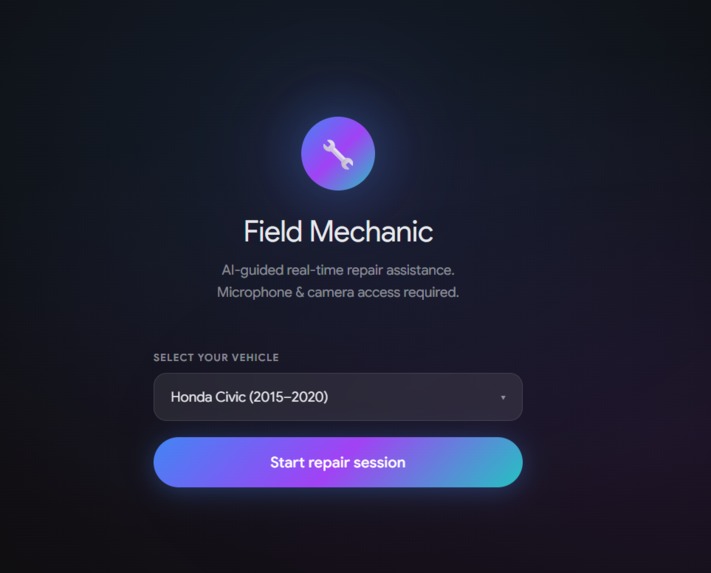 Field Mechanic: The Gemini Live Agent – screenshot 1