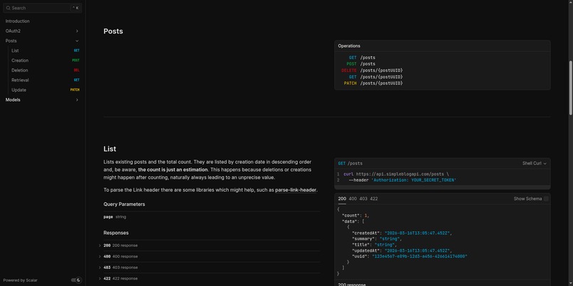 Simple Blog API – screenshot 1