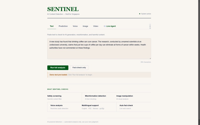 SENTINEL -- AI Fraud Detection Bot – screenshot 1