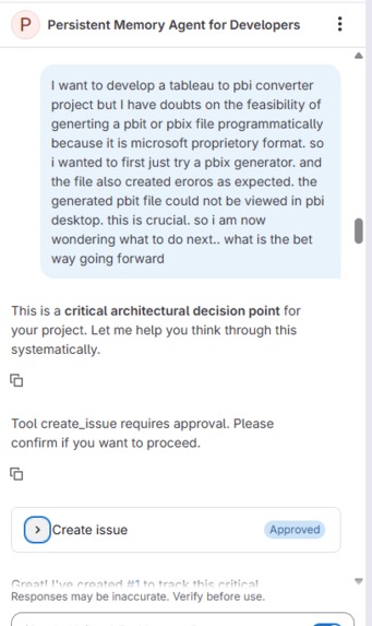 Persistent Memory Agent for Green Developers – screenshot 1