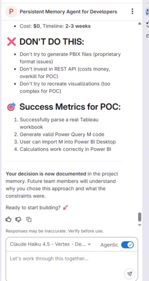 Persistent Memory Agent for Green Developers – screenshot 2