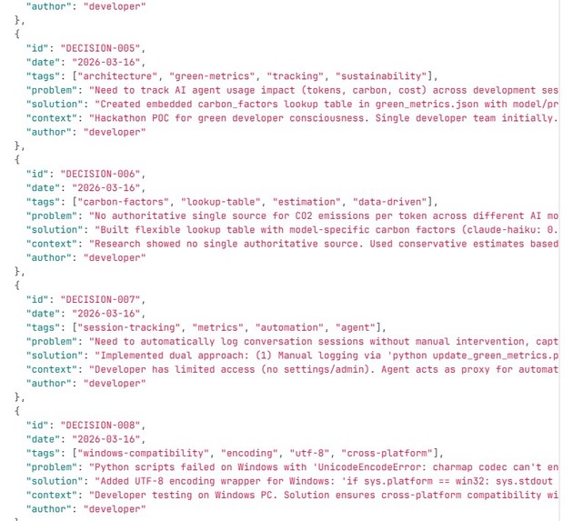 Persistent Memory Agent for Green Developers – screenshot 4