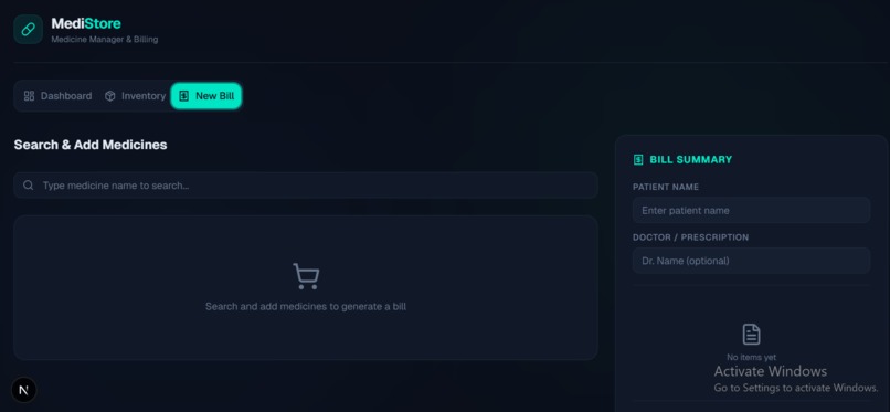 MediStore— Smart Medicine Manager & Billing System – screenshot 2