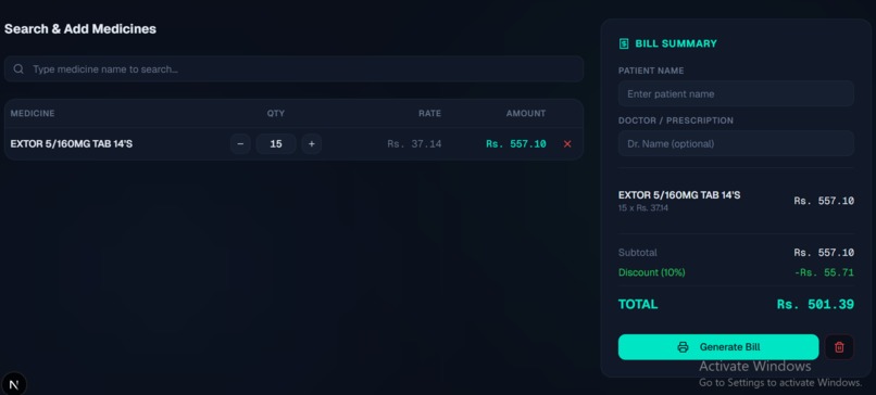 MediStore— Smart Medicine Manager & Billing System – screenshot 1