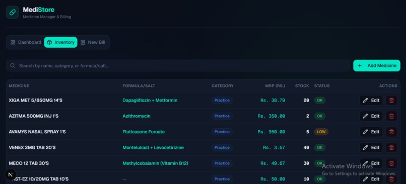 MediStore— Smart Medicine Manager & Billing System – screenshot 6