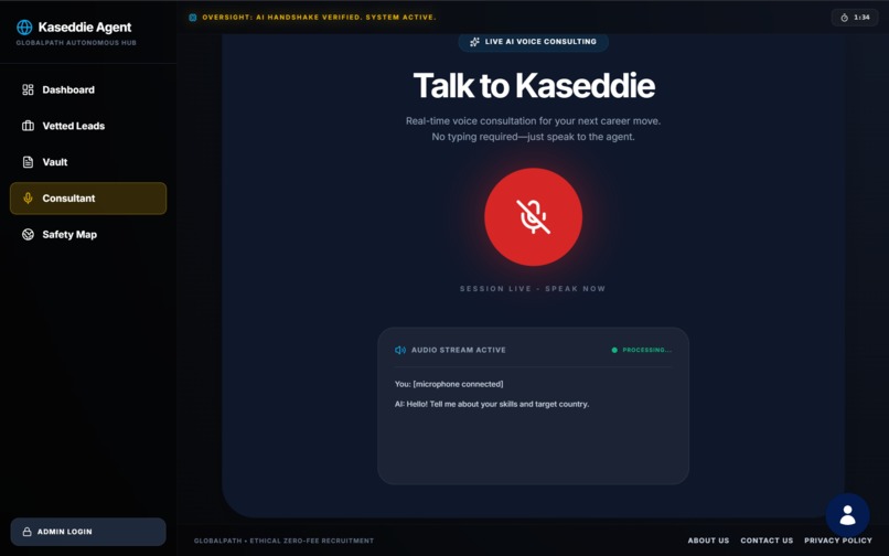 GlobalPath Kaseddie Agent: AI-Vetted B2B Recruitment – screenshot 1