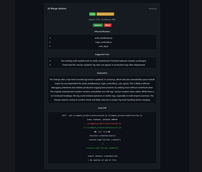 AI Merge Risk Advisor – screenshot 1