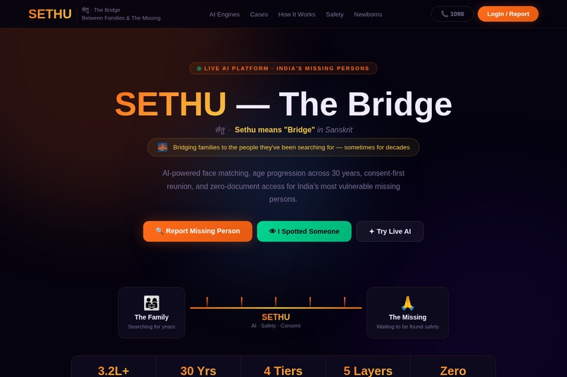SETHU — AI Bridge for India's Missing Persons – screenshot 1
