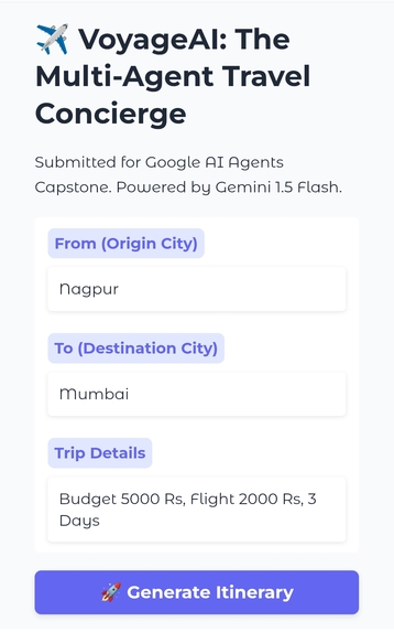 VoyageAI: Multi-Agent Travel Concierge – screenshot 3