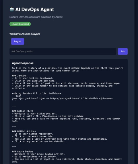 AI DevOps Agent with Secure Auth0 Access – screenshot 3