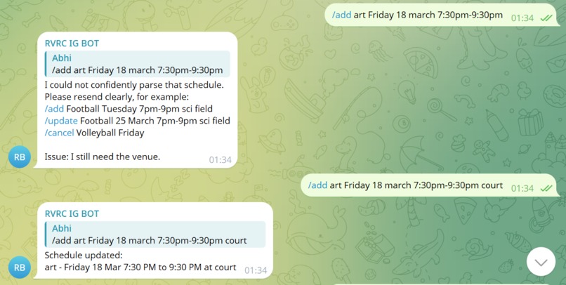 IGScheduleBot – screenshot 2