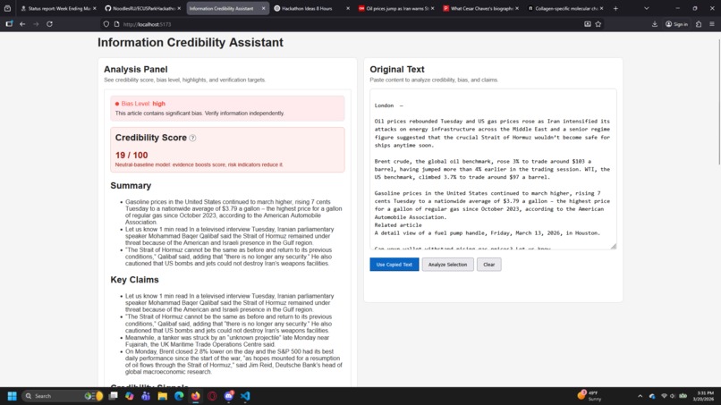 Information Credibility Assistant – screenshot 1