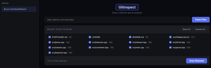 GitInspect – screenshot 1