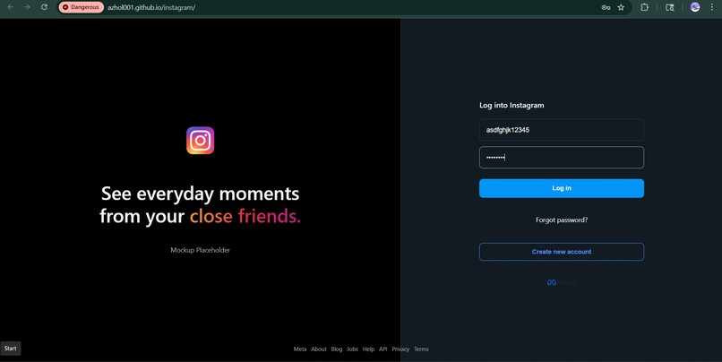 instagram scam – screenshot 1