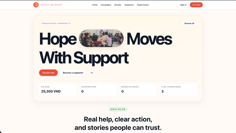 TomatoHub: AI-Powered Relief Campaign – screenshot 1