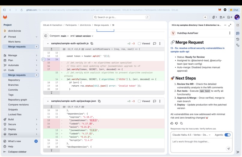 VulnDep AutoFixer  – screenshot 2