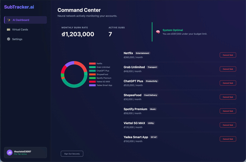 SubTracker – screenshot 1
