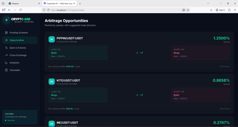CryptoArb AI – Real-Time Crypto Arbitrage Engine – screenshot 2