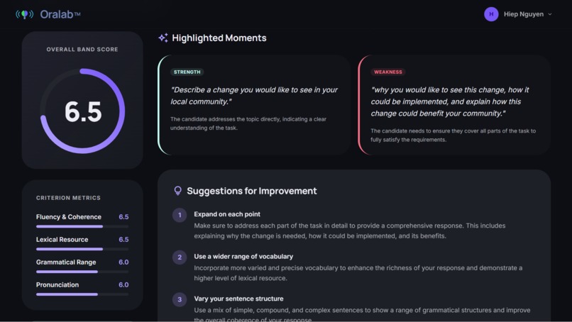 Oralab - AI IELTS Speaking Mock Examiner – screenshot 5