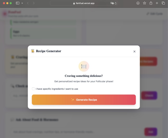 FemFuel – screenshot 2