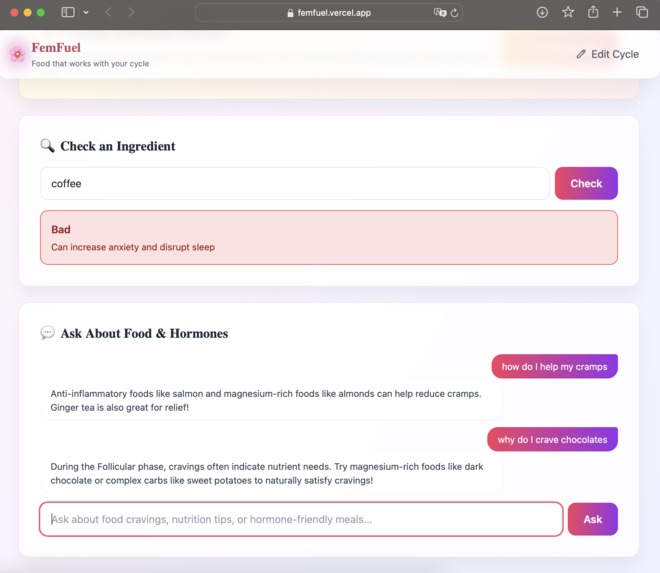 FemFuel – screenshot 4