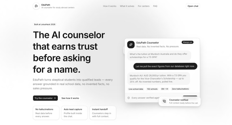  EduPath: AI-Powered Educational Consulting Automation – screenshot 1