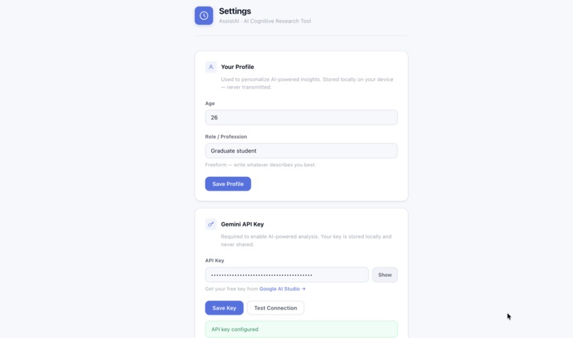  AssistAI - Measure Your Cognitive Engagement With AI – screenshot 1