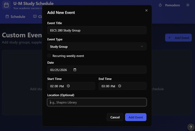 U-M Study Schedule: Your Academic Success Companion – screenshot 2