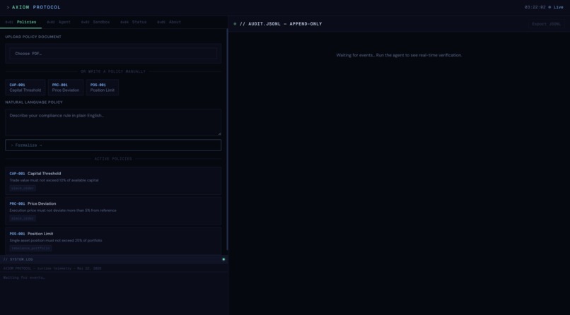 Axiom Protocol: Mathematical Determinism for AI Agents – screenshot 2