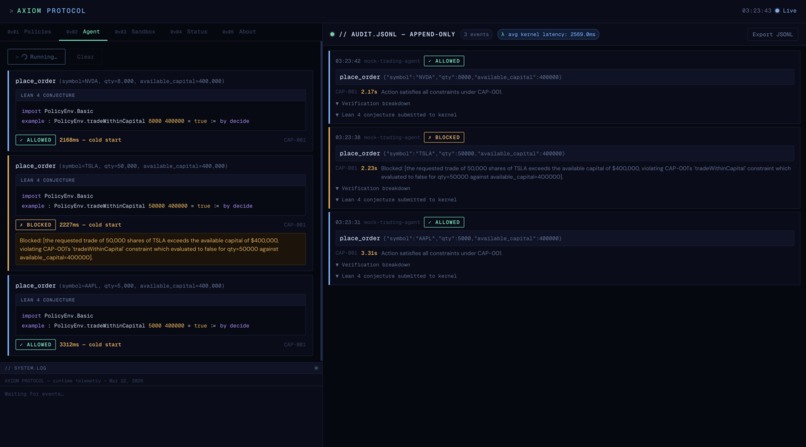 Axiom Protocol: Mathematical Determinism for AI Agents – screenshot 4