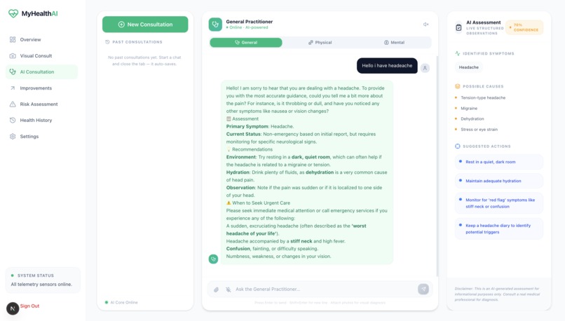 MyHealthAI: The Multimodal Life Loop – screenshot 2