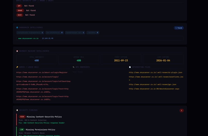 VulnAI Pro – AI OSINT Intelligence Platform – screenshot 1