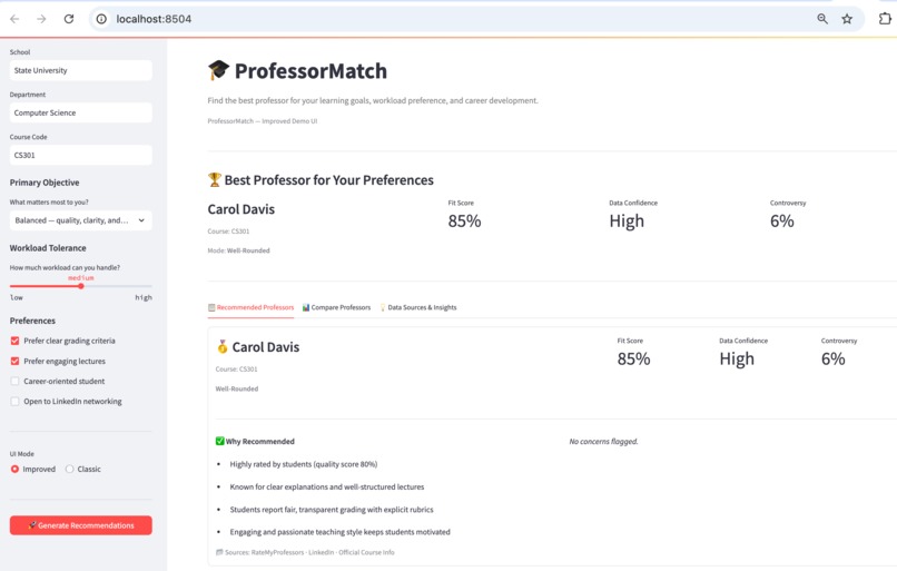ProfessorMatch – screenshot 1