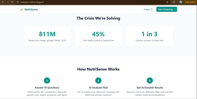 NutriSense | AI Malnutrition Risk Screener – screenshot 1