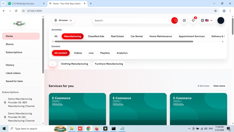 Multi-Service Video Commerce Platform – screenshot 1