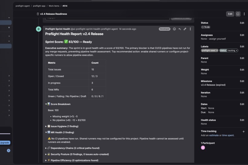 Preflight - The sprint checklist that runs itself. – screenshot 1