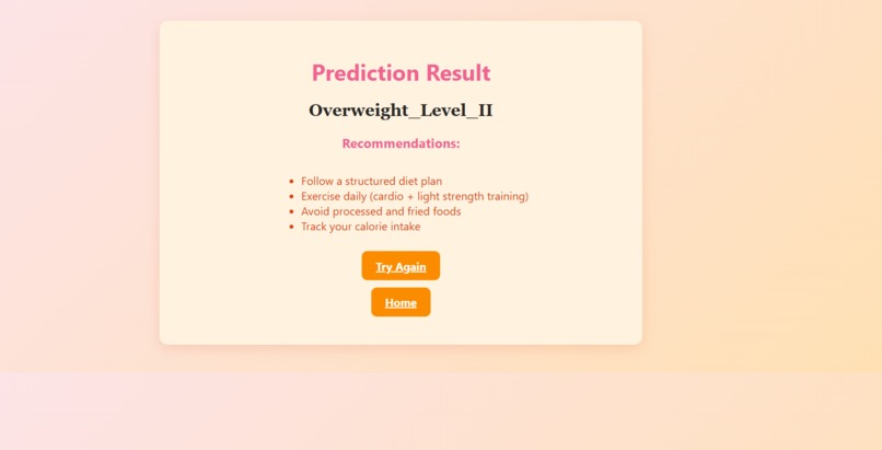 Obesity Risk Classifier and Recommendation System – screenshot 1