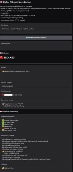 Real time AI Governance Engine  – screenshot 1